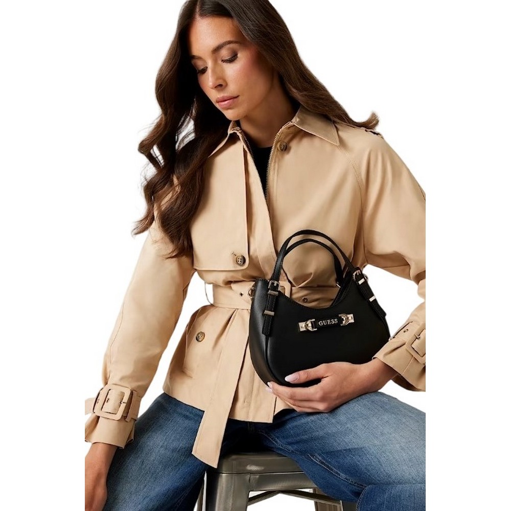 GUESS LEFIA SMALL SATCHEL ΤΣΑΝΤΑ ΓΥΝΑΙΚΕΙΑ BLACK