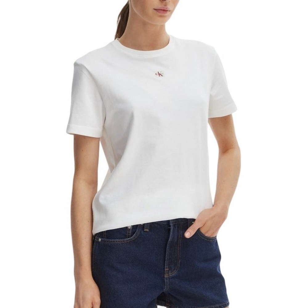 CALVIN KLEIN JEANS WOVEN LABEL CLASSIC FIT T-SHIRT ΜΠΛΟΥΖΑ ΓΥΝΑΙΚΕΙΑ BRIGHT WHITE