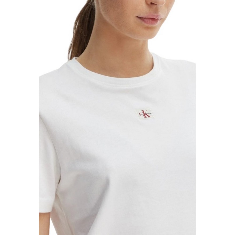CALVIN KLEIN JEANS WOVEN LABEL CLASSIC FIT T-SHIRT ΜΠΛΟΥΖΑ ΓΥΝΑΙΚΕΙΑ BRIGHT WHITE