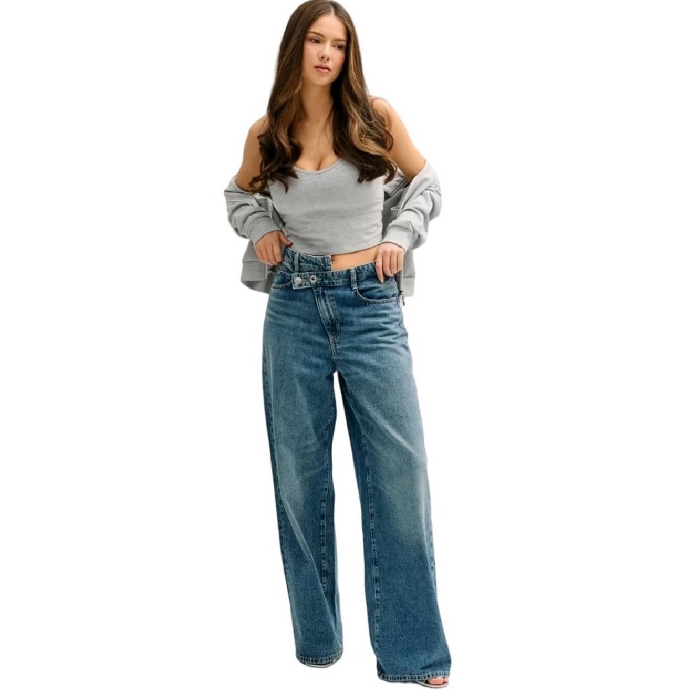 GUESS GINA WIDE LEG PANT ΠΑΝΤΕΛΟΝΙ ΤΖΙΝ ΓΥΝΑΙΚΕΙΟ BLUΕ DENIM