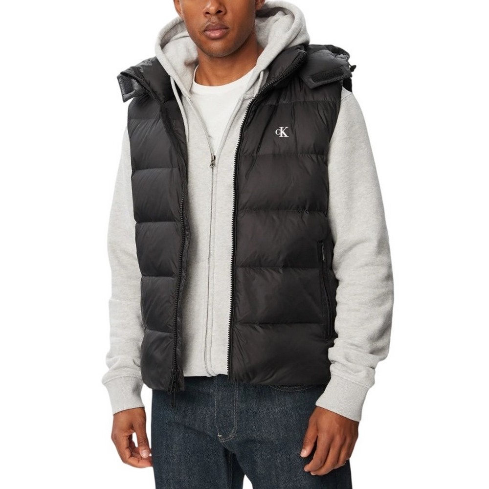 CALVIN KLEIN JEANS SVLS NYLON ZIP OFF HOOD DOWN PUF ΑΜΑΝΙΚΟ ΜΠΟΥΦΑΝ ΑΝΔΡΙΚΟ BLACK