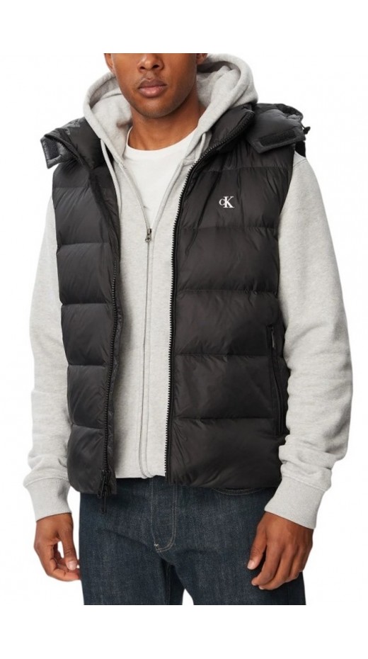 CALVIN KLEIN JEANS SVLS NYLON ZIP OFF HOOD DOWN PUF ΑΜΑΝΙΚΟ ΜΠΟΥΦΑΝ ΑΝΔΡΙΚΟ BLACK