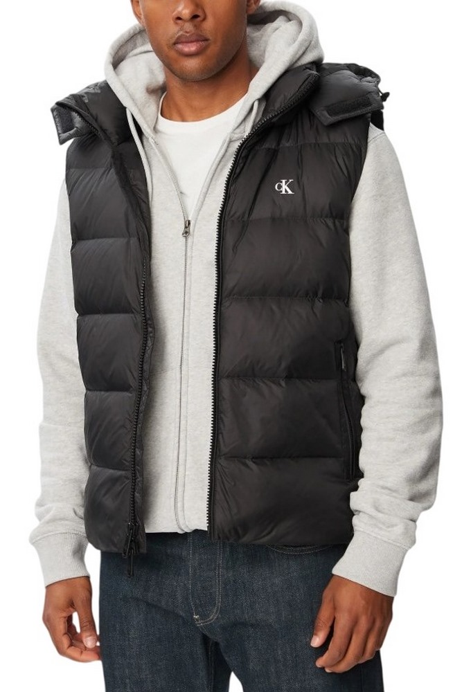 CALVIN KLEIN JEANS SVLS NYLON ZIP OFF HOOD DOWN PUF ΑΜΑΝΙΚΟ ΜΠΟΥΦΑΝ ΑΝΔΡΙΚΟ BLACK