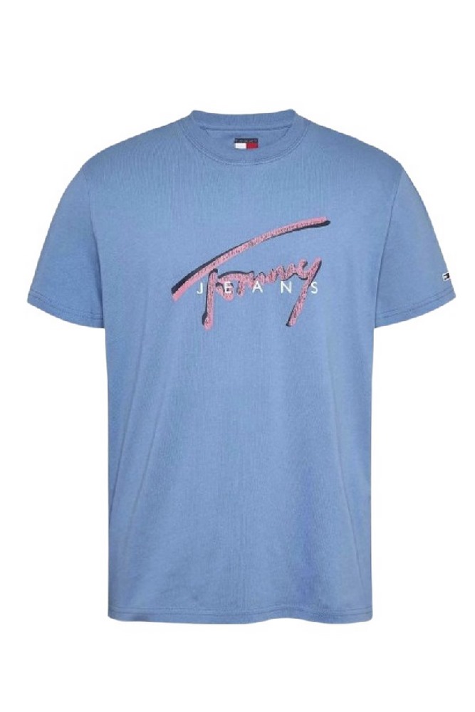 TOMMY JEANS REG RWB SIGNATURE TEE T-SHIRT ΜΠΛΟΥΖΑ ΑΝΔΡΙΚΗ CIEL