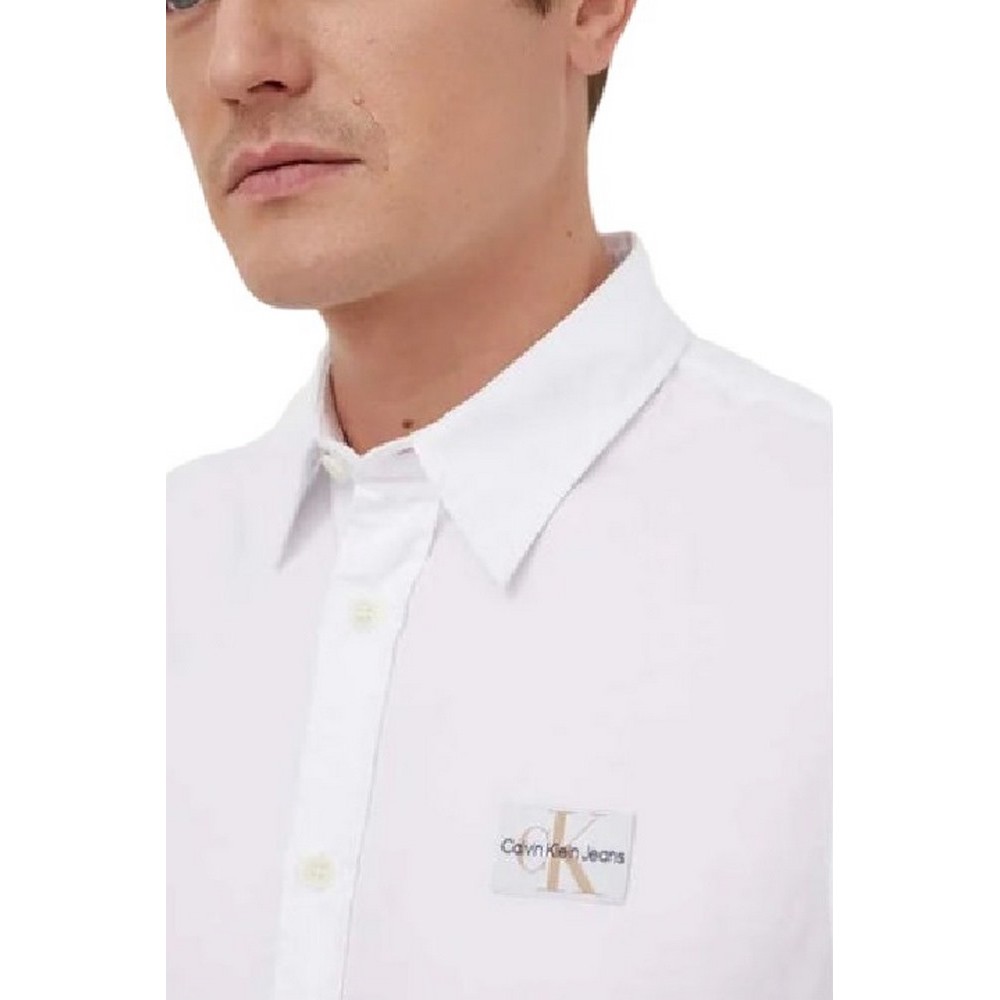 CALVIN KLEIN JEANS OXFORD BADGE SHIRT ΠΟΥΚΑΜΙΣΟ ΑΝΔΡΙΚΟ BRIGHT WHITE