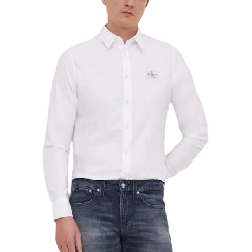 CALVIN KLEIN JEANS OXFORD BADGE SHIRT ΠΟΥΚΑΜΙΣΟ ΑΝΔΡΙΚΟ BRIGHT WHITE