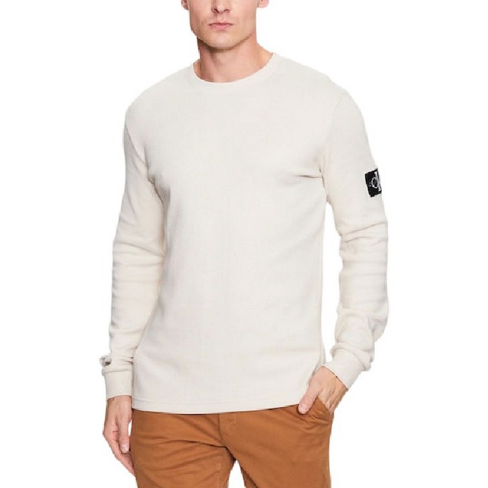 CALVIN KLEIN JEANS WAFFLE LS TEE ΜΠΛΟΥΖΑ ΑΝΔΡΙΚΗ ECRU