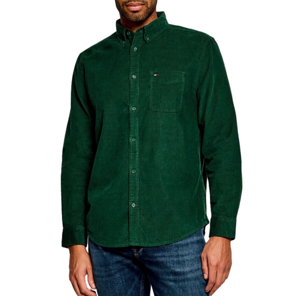 TOMMY JEANS REG BABY CORDUROY SHIRT EXT ΠΟΥΚΑΜΙΣΟ ΑΝΔΡΙΚΟ DARK GREEN
