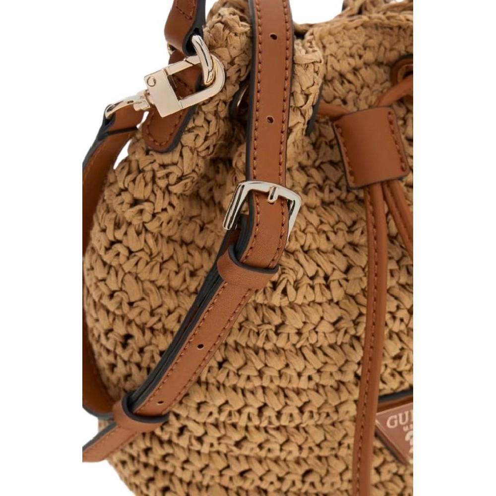 GUESS OFELIA TOP HANDLE BUCKET ΤΣΑΝΤΑ ΓΥΝΑΙΚΕΙΑ COGNAC