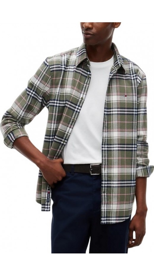 TOMMY JEANS REG FLANNEL CHECK SHIRT EXT ΠΟΥΚΑΜΙΣΟ ΑΝΔΡΙΚΟ OLIVE
