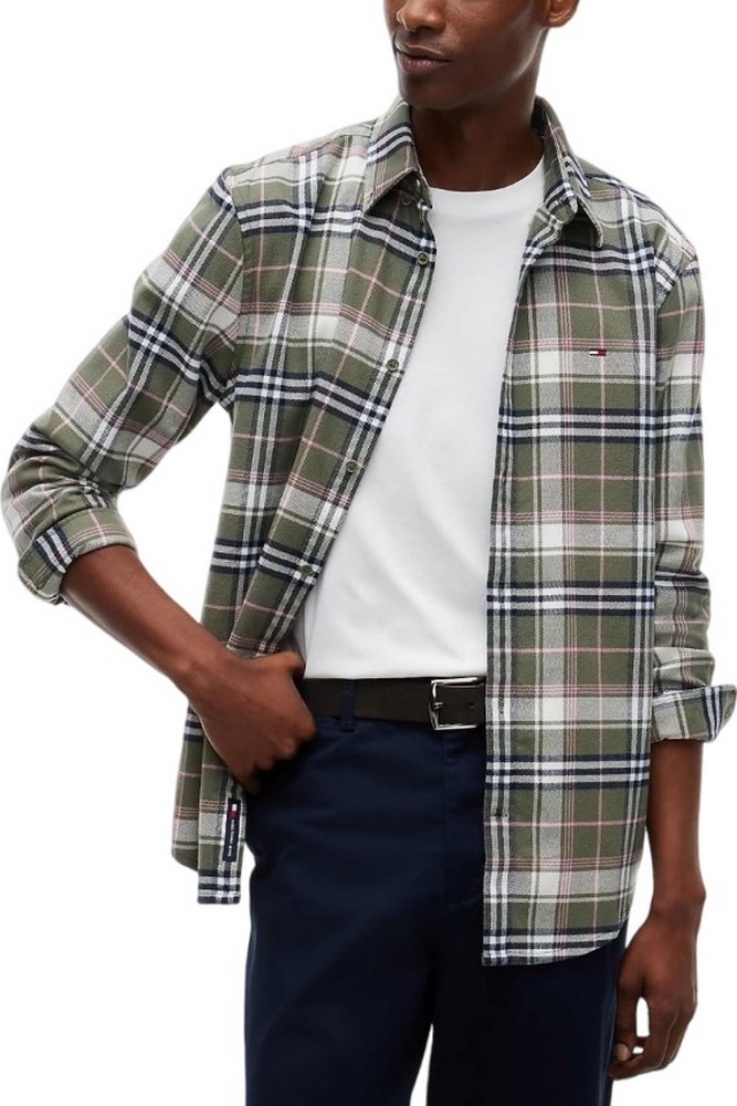 TOMMY JEANS REG FLANNEL CHECK SHIRT EXT ΠΟΥΚΑΜΙΣΟ ΑΝΔΡΙΚΟ OLIVE