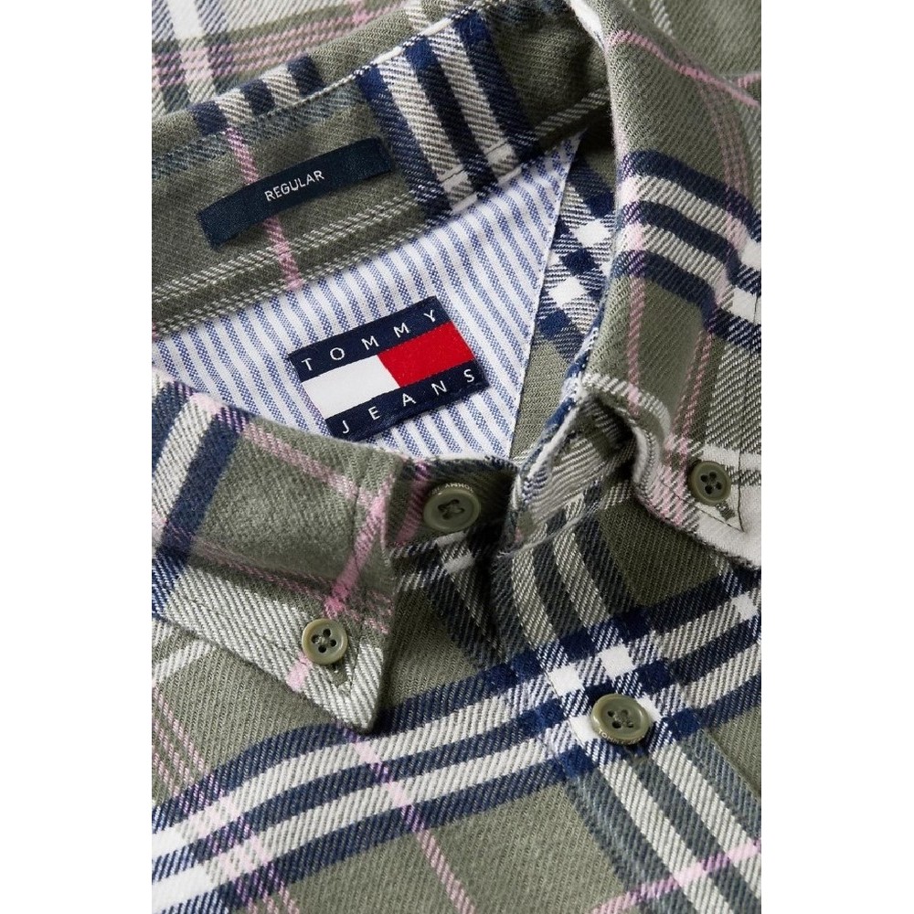 TOMMY JEANS REG FLANNEL CHECK SHIRT EXT ΠΟΥΚΑΜΙΣΟ ΑΝΔΡΙΚΟ OLIVE