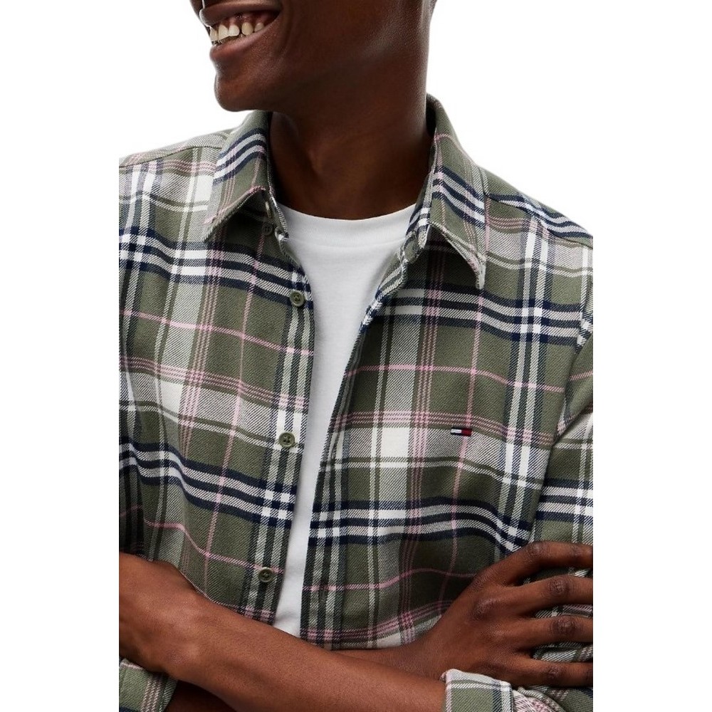 TOMMY JEANS REG FLANNEL CHECK SHIRT EXT ΠΟΥΚΑΜΙΣΟ ΑΝΔΡΙΚΟ OLIVE