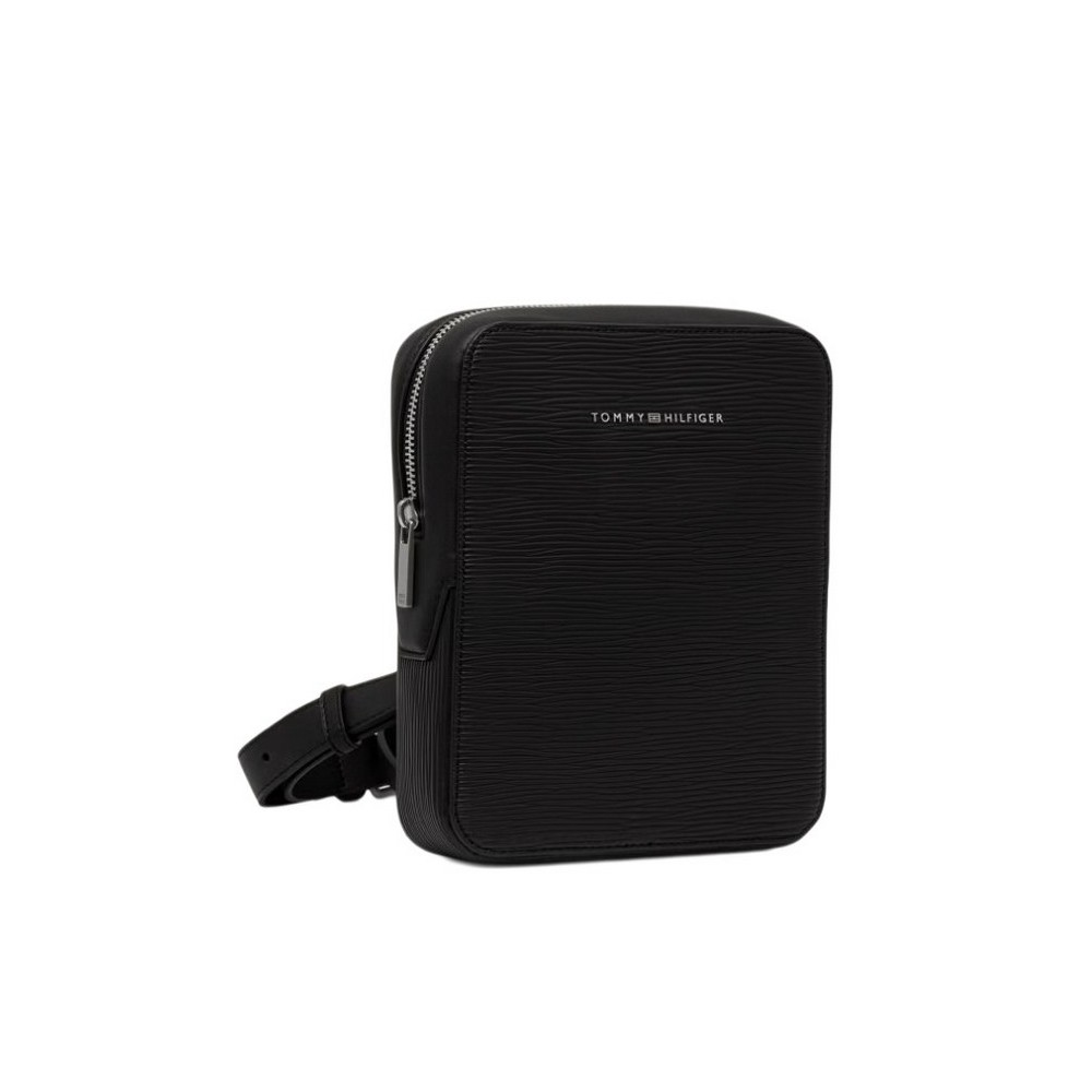 TOMMY HILFIGER BUSINESS SAFFIANO MINI REPORTER ΤΣΑΝΤΑ ΑΝΔΡΙΚΗ BLACK