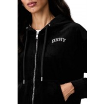 DKNY VARSITY VELOUR RHINESTONE LOGO FULL ZIP SWEATRHIRT ΖΑΚΕΤΑ ΓΥΝΑΙΚΕΙΑ BLACK