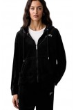 DKNY VARSITY VELOUR RHINESTONE LOGO FULL ZIP SWEATRHIRT ΖΑΚΕΤΑ ΓΥΝΑΙΚΕΙΑ BLACK