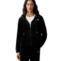 DKNY VARSITY VELOUR RHINESTONE LOGO FULL ZIP SWEATRHIRT ΖΑΚΕΤΑ ΓΥΝΑΙΚΕΙΑ BLACK