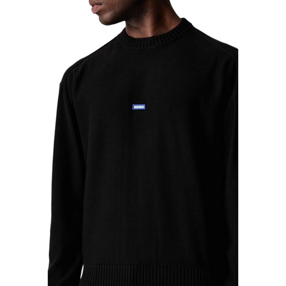 HUGO BOSS SAN CASEY SWEATER ΜΠΛΟΥΖΑ ΠΛΕΚΤΗ ΑΝΔΡΙΚΗ BLACK