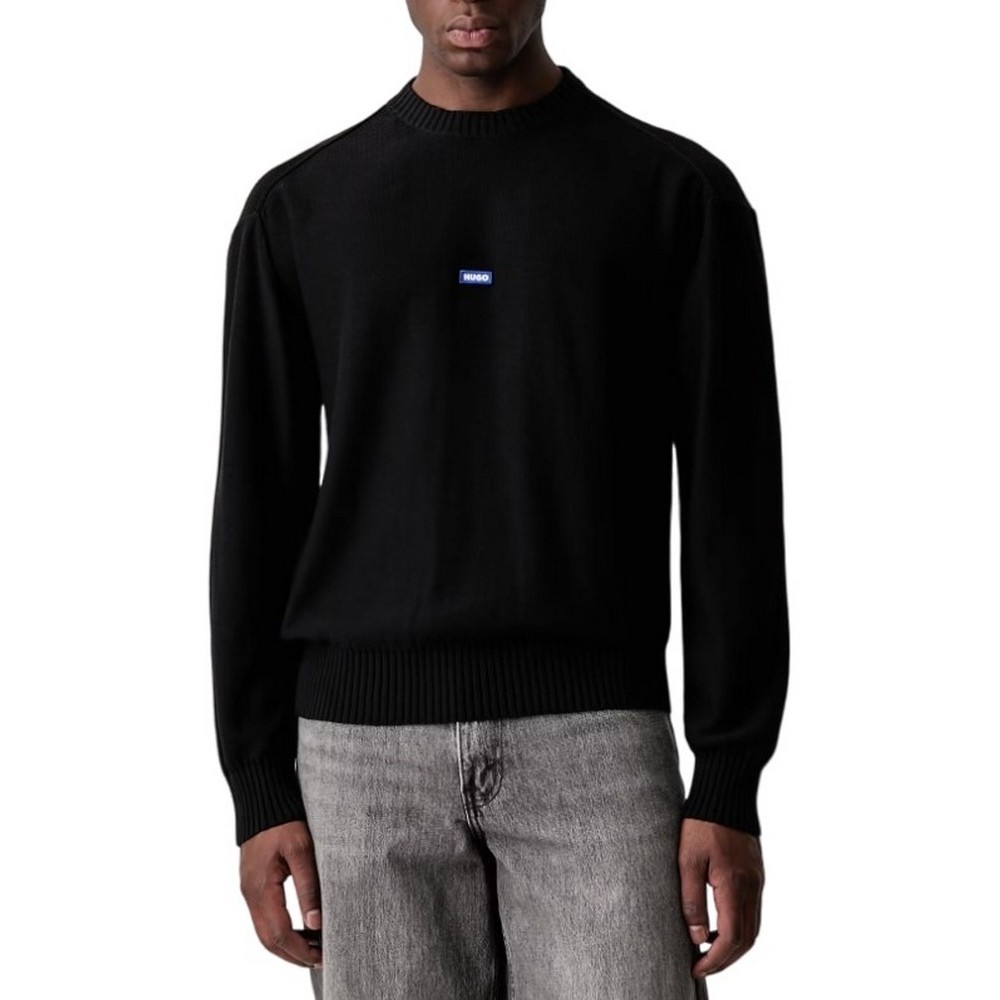 HUGO BOSS SAN CASEY SWEATER ΜΠΛΟΥΖΑ ΠΛΕΚΤΗ ΑΝΔΡΙΚΗ BLACK