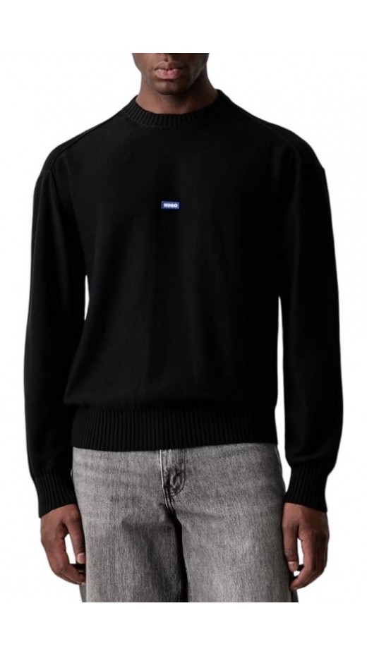 HUGO BOSS SAN CASEY SWEATER ΜΠΛΟΥΖΑ ΠΛΕΚΤΗ ΑΝΔΡΙΚΗ BLACK