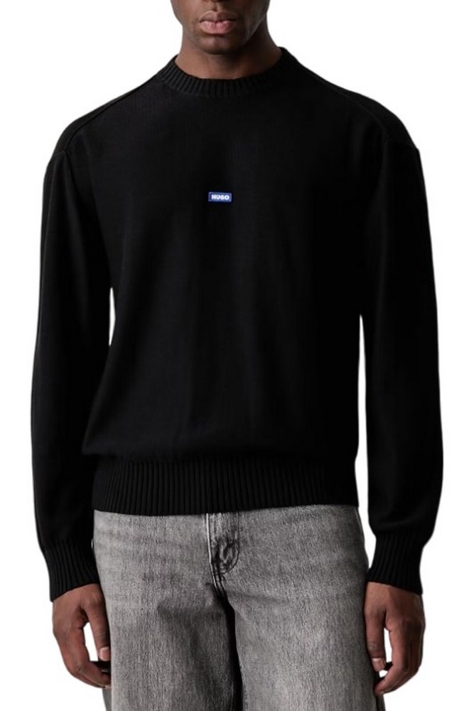 HUGO BOSS SAN CASEY SWEATER ΜΠΛΟΥΖΑ ΠΛΕΚΤΗ ΑΝΔΡΙΚΗ BLACK