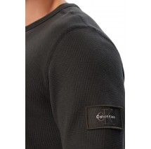 CALVIN KLEIN JEANS WAFFLE BADGE CREWNK TEE ΜΠΛΟΥΖΑ ΜΑΚΡΥΜΑΝΙΚΗ ΑΝΔΡΙΚΗ ANTHRACHITE