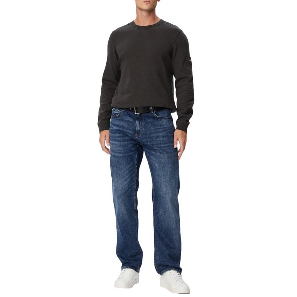 CALVIN KLEIN JEANS WAFFLE BADGE CREWNK TEE ΜΠΛΟΥΖΑ ΜΑΚΡΥΜΑΝΙΚΗ ΑΝΔΡΙΚΗ ANTHRACHITE