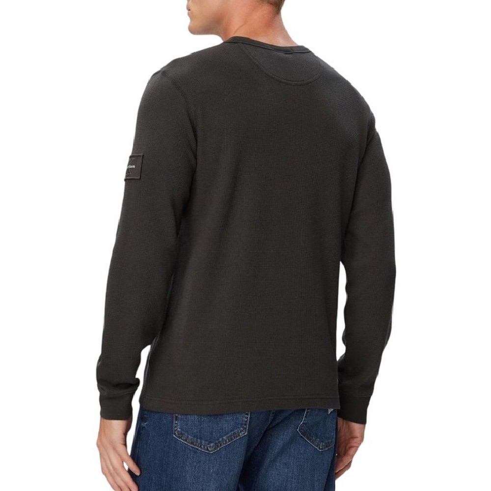 CALVIN KLEIN JEANS WAFFLE BADGE CREWNK TEE ΜΠΛΟΥΖΑ ΜΑΚΡΥΜΑΝΙΚΗ ΑΝΔΡΙΚΗ ANTHRACHITE