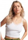 SUPERDRY VINTAGE RIB LACE TRIM CAMI TOP ΜΠΛΟΥΖΑ ΓΥΝΑΙΚΕΙΑ WHITE