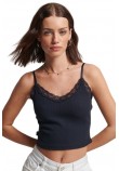 SUPERDRY VINTAGE RIB LACE TRIM CAMI TOP ΜΠΛΟΥΖΑ ΓΥΝΑΙΚΕΙΑ NAVY