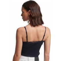 SUPERDRY VINTAGE RIB LACE TRIM CAMI TOP ΜΠΛΟΥΖΑ ΓΥΝΑΙΚΕΙΑ NAVY