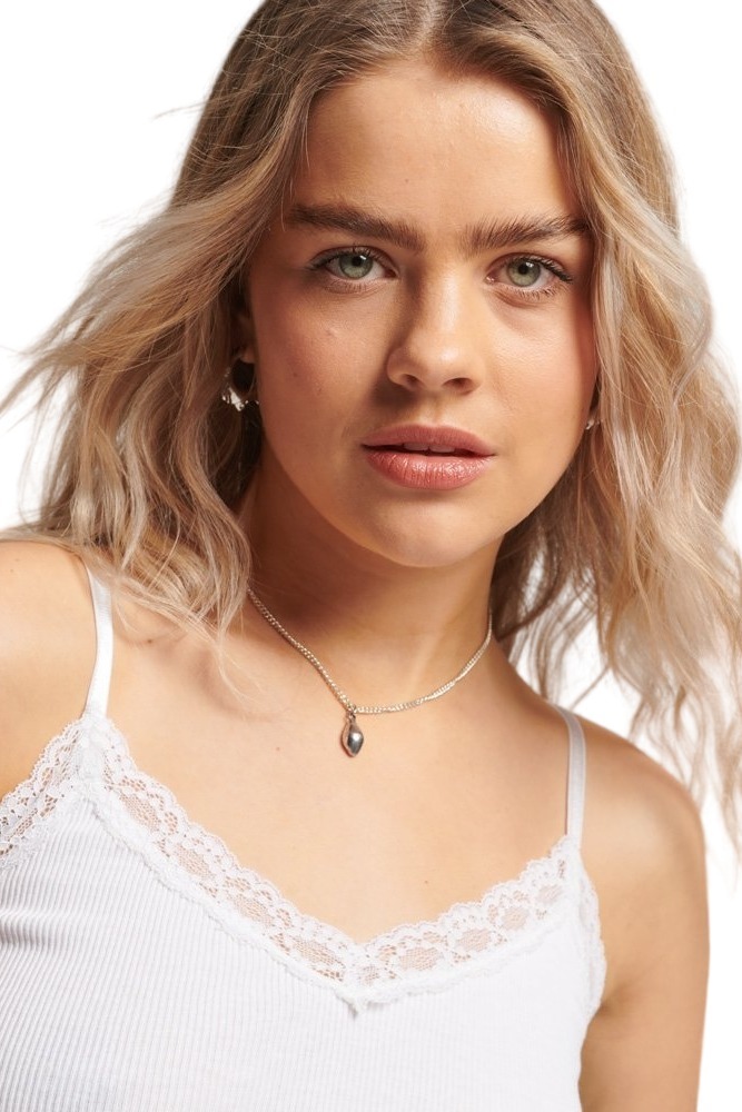 SUPERDRY VINTAGE RIB LACE TRIM CAMI TOP ΜΠΛΟΥΖΑ ΓΥΝΑΙΚΕΙΑ WHITE