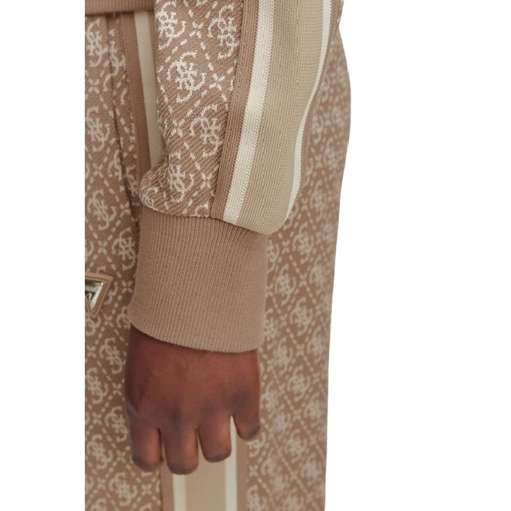 GUESS 4G ALLOVER JACQUARD FULL ZIP ΖΑΚΕΤΑ ΦΟΥΤΕΡ ΓΥΝΑΙΚΕΙΑ CAMEL