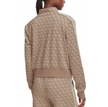 GUESS 4G ALLOVER JACQUARD FULL ZIP ΖΑΚΕΤΑ ΦΟΥΤΕΡ ΓΥΝΑΙΚΕΙΑ CAMEL