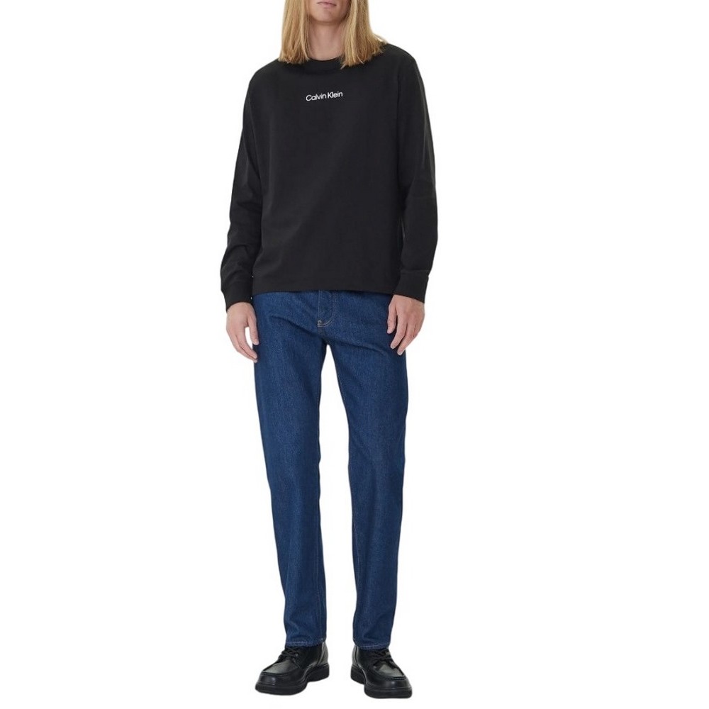 CALVIN KLEIN RLXD STANDARD LOGO CREWNK ΜΠΛΟΥΖΑ ΜΑΚΡΥΜΑΝΙΚΗ ΑΝΔΡΙΚΗ BLACK