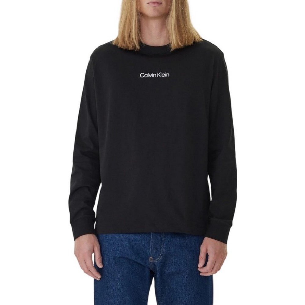 CALVIN KLEIN RLXD STANDARD LOGO CREWNK ΜΠΛΟΥΖΑ ΜΑΚΡΥΜΑΝΙΚΗ ΑΝΔΡΙΚΗ BLACK