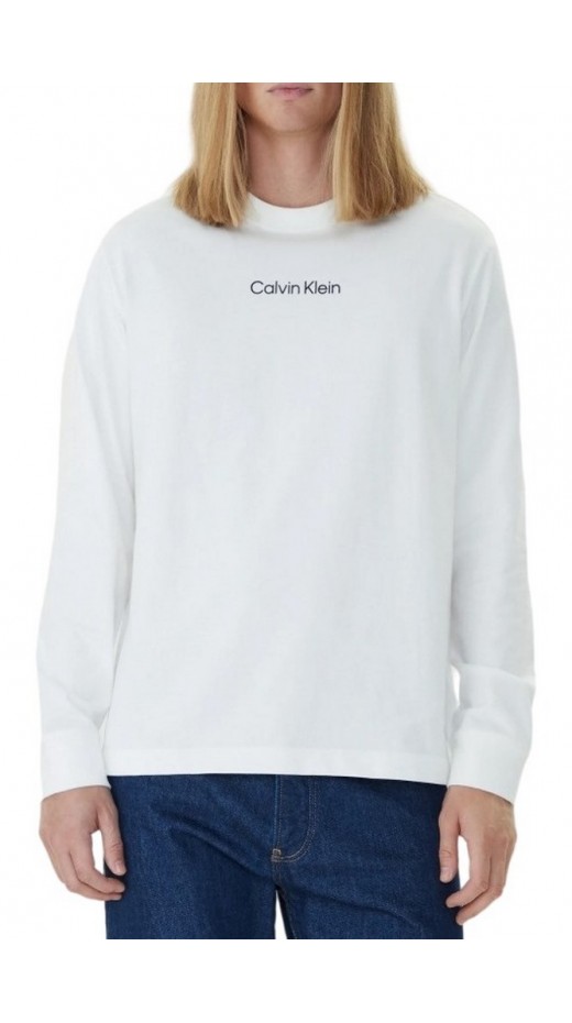 CALVIN KLEIN RLXD STANDARD LOGO CREWNK ΜΠΛΟΥΖΑ ΜΑΚΡΥΜΑΝΙΚΗ ΑΝΔΡΙΚΗ BRIGHT WHITE
