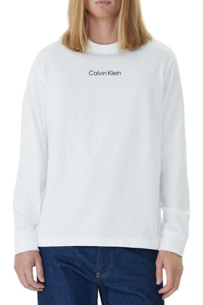 CALVIN KLEIN RLXD STANDARD LOGO CREWNK ΜΠΛΟΥΖΑ ΜΑΚΡΥΜΑΝΙΚΗ ΑΝΔΡΙΚΗ BRIGHT WHITE