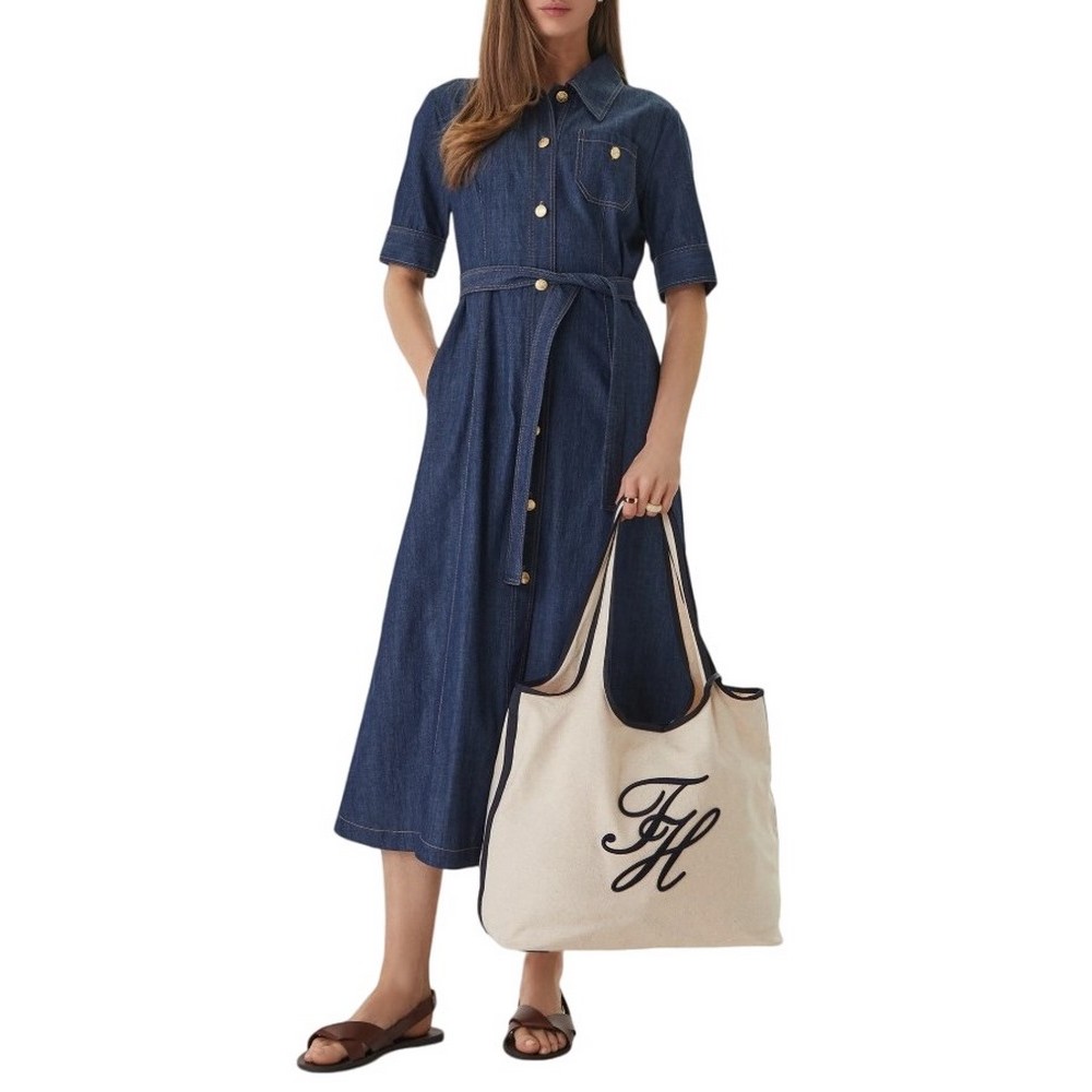 TOMMY HILFIGER SUMMER TOTE CANVAS ΤΣΑΝΤΑ ΓΥΝΑΙΚΕΙΑ ECRU