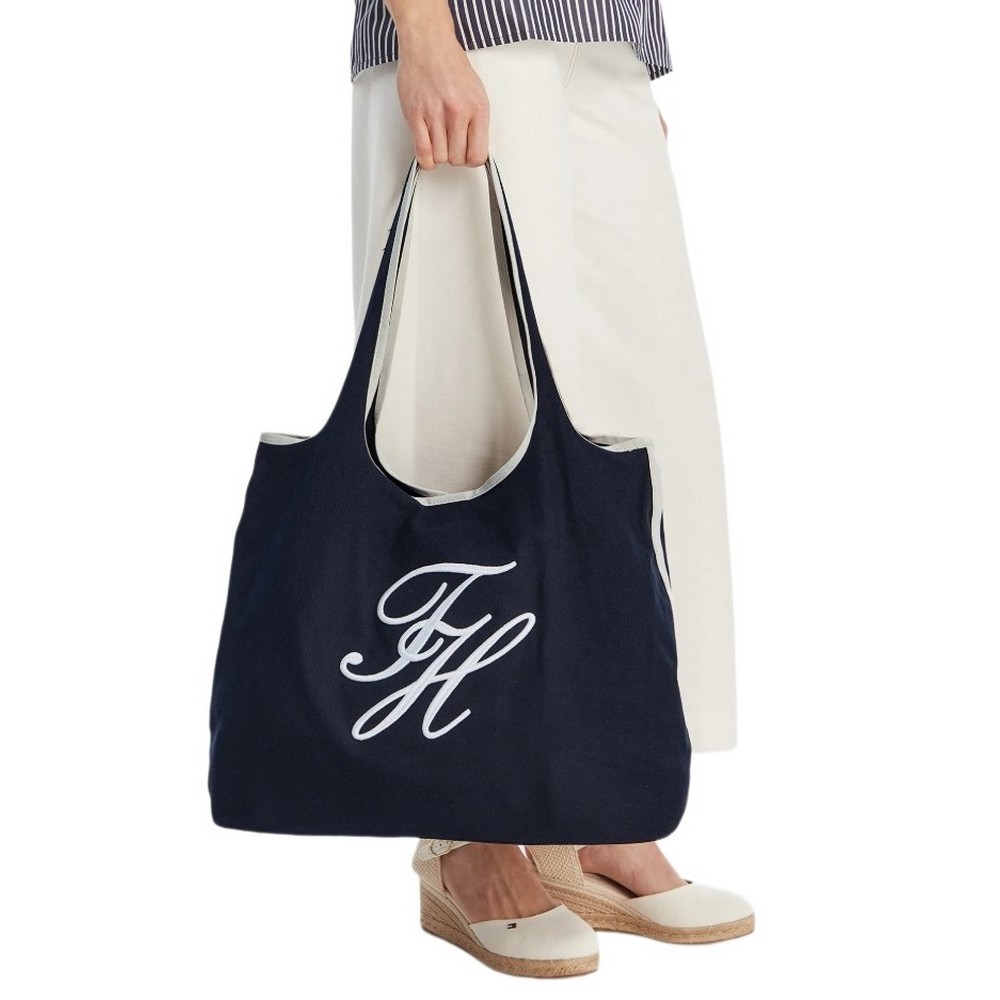 TOMMY HILFIGER SUMMER TOTE CANVAS ΤΣΑΝΤΑ ΓΥΝΑΙΚΕΙΑ NAVY