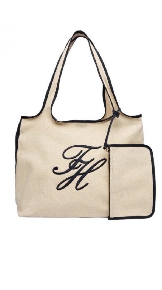 TOMMY HILFIGER SUMMER TOTE CANVAS ΤΣΑΝΤΑ ΓΥΝΑΙΚΕΙΑ ECRU