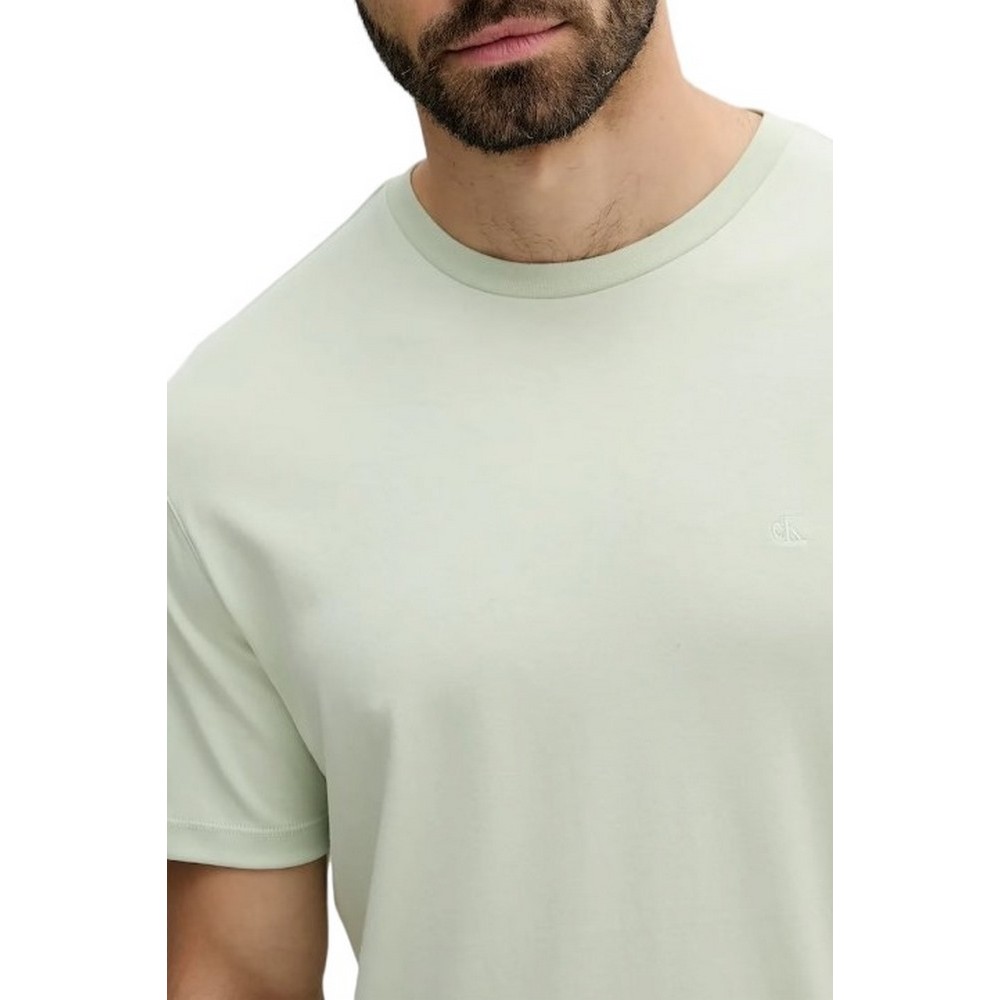 CALVIN KLEIN SUPIMA CHEST EMB CREWNECK T-SHIRT ΜΠΛΟΥΖΑ ΑΝΔΡΙΚΗ LIGHT GREEN