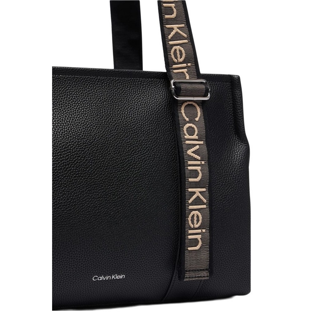 CALVIN KLEIN WEBBING ADJ STRAP TOTE ΤΣΑΝΤΑ ΓΥΝΑΙΚΕΙΑ BLACK
