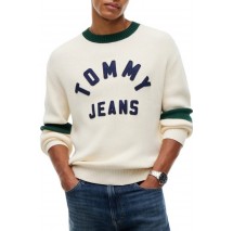 TOMMY JEANS REG NEW CLASSICS SWEATER EXT ΜΠΛΟΥΖΑ ΠΛΕΚΤΗ ΑΝΔΡΙΚΗ CREAMY WHITE