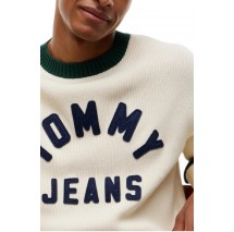 TOMMY JEANS REG NEW CLASSICS SWEATER EXT ΜΠΛΟΥΖΑ ΠΛΕΚΤΗ ΑΝΔΡΙΚΗ CREAMY WHITE