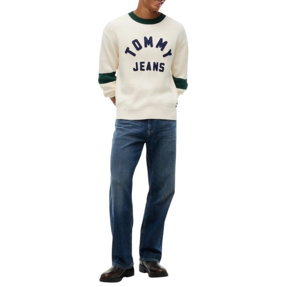 TOMMY JEANS REG NEW CLASSICS SWEATER EXT ΜΠΛΟΥΖΑ ΠΛΕΚΤΗ ΑΝΔΡΙΚΗ CREAMY WHITE