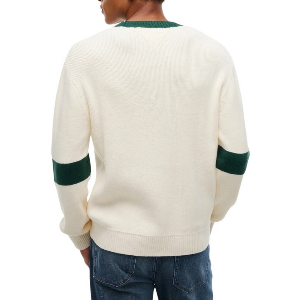 TOMMY JEANS REG NEW CLASSICS SWEATER EXT ΜΠΛΟΥΖΑ ΠΛΕΚΤΗ ΑΝΔΡΙΚΗ CREAMY WHITE