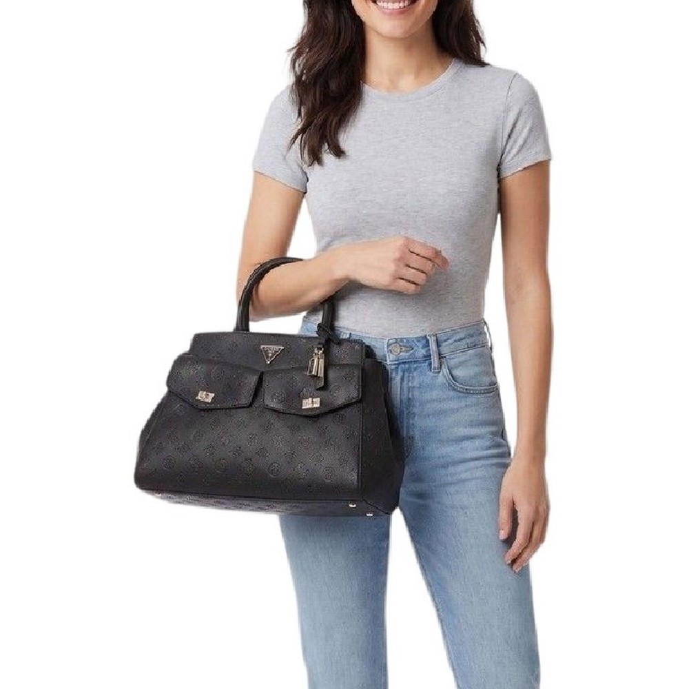 GUESS BLAKE LARGE SATCHEL ΤΣΑΝΤΑ ΓΥΝΑΙΚΕΙΑ BLACK