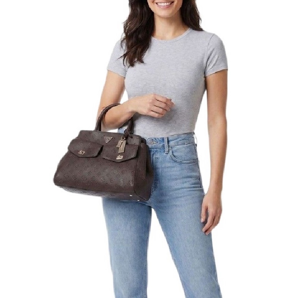 GUESS BLAKE LARGE SATCHEL ΤΣΑΝΤΑ ΓΥΝΑΙΚΕΙΑ BROWN