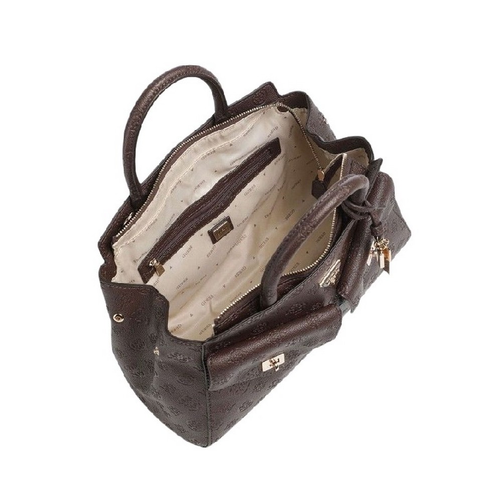GUESS BLAKE LARGE SATCHEL ΤΣΑΝΤΑ ΓΥΝΑΙΚΕΙΑ BROWN